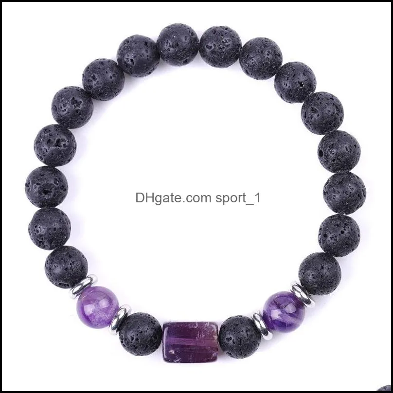 square seven chakras stone charm bracelet women men 8mm lava beads  oil diffuse energy buddha strench bracelets jewelry