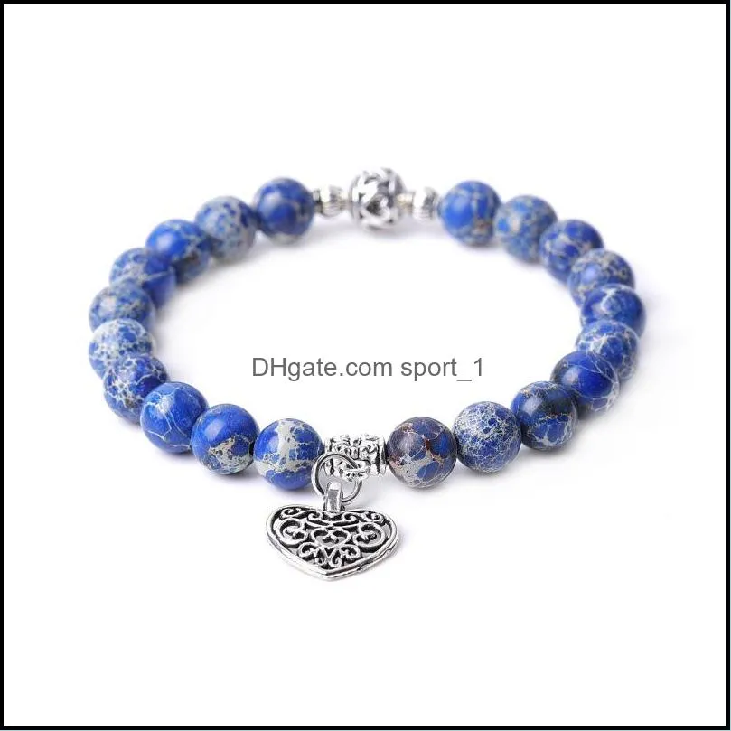 seven chakras imperial stone bracelet heart charms women men yoga hand string jewelry friendship gift