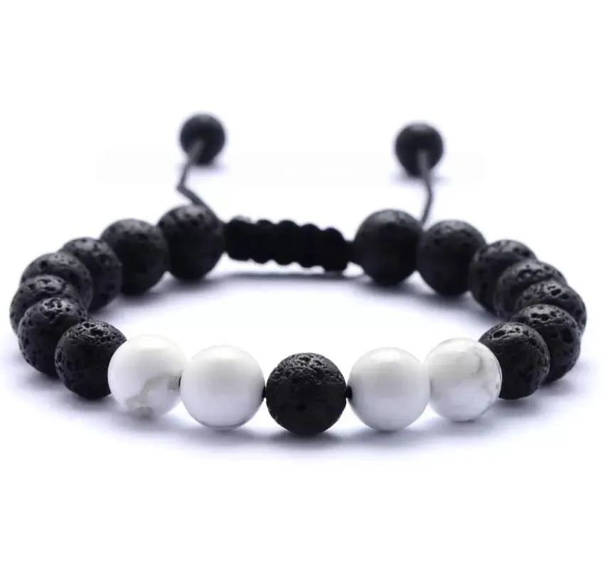 natural turquoise black lava stone bead weave perfume bracelet aromatherapy  oil diffuser bracelet for women men jewelry