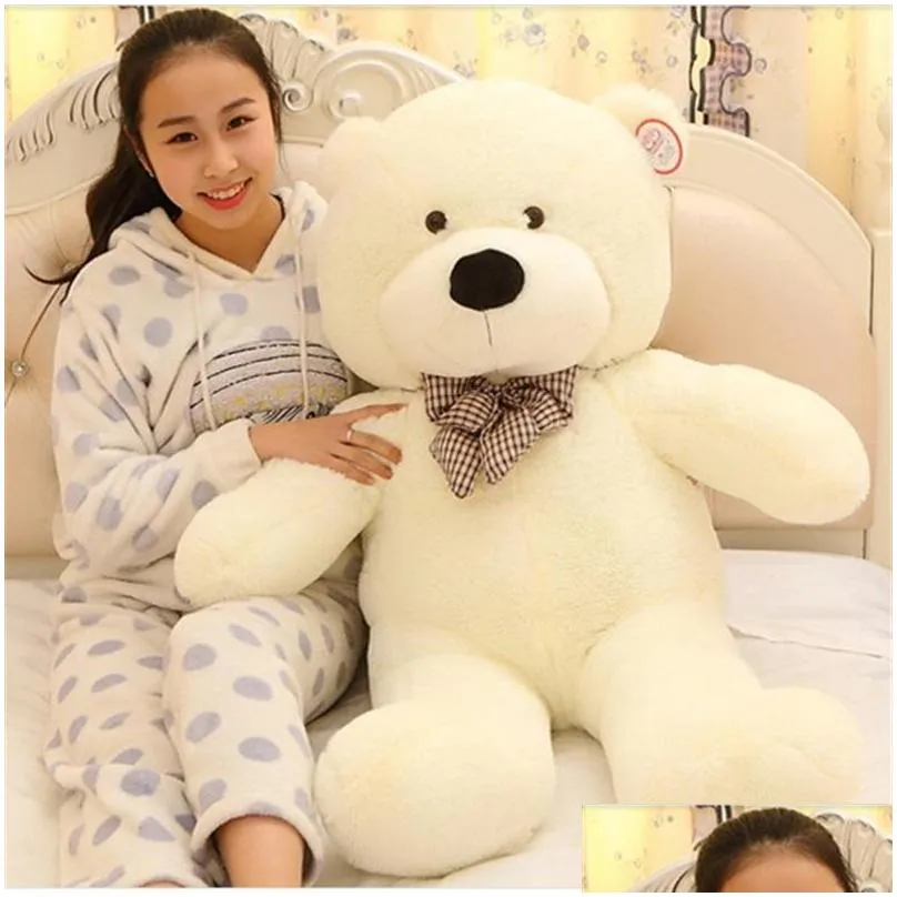 100cm one piece soft pp cotton stuffed bear toy with tie  pillows teddy bears plush toys girlfriends christmas presents 5 colors
