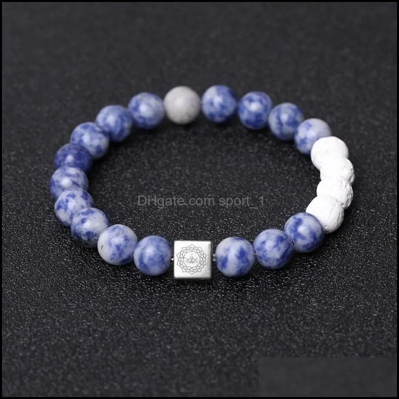 yoga meditation charms white lava stone beads bracelet lover handmade women men energy stones couple bangles bracelets jewelry