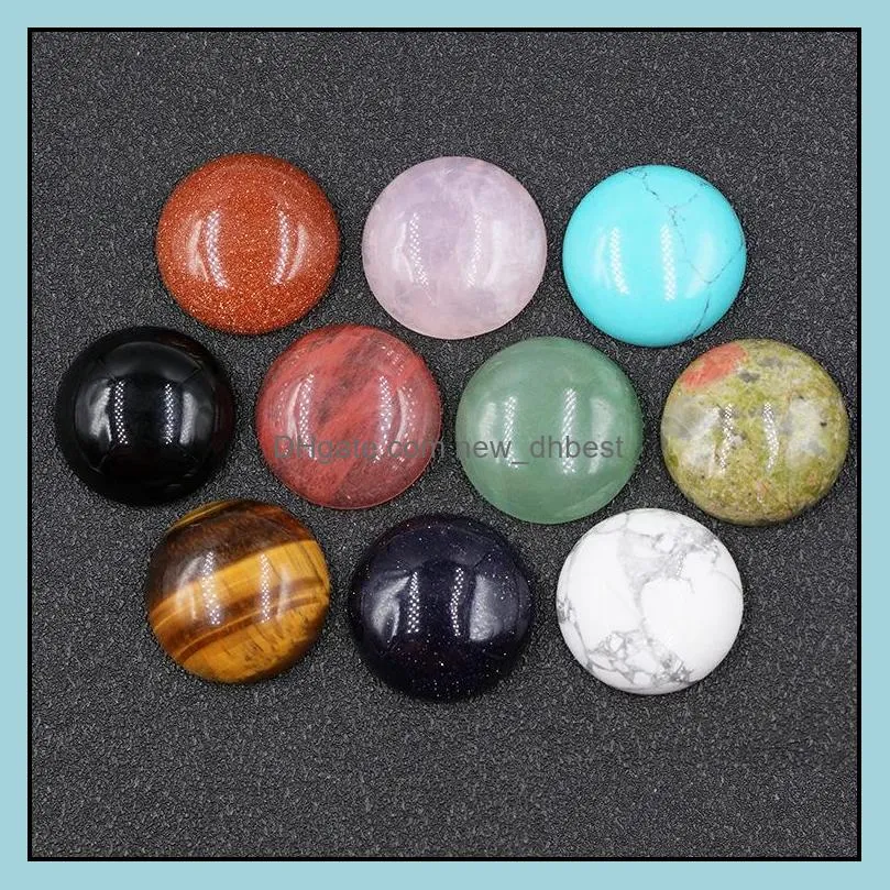 20mm mini round natural stone carving cabochon crystal polishing gem healing jewelry diy acc