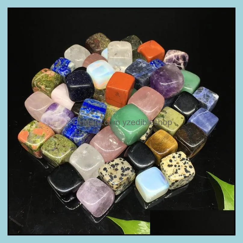 square gravel no hole loose beads seven chakras stones charms healing reiki rose quartz crystal cab for diy making crafts decorate jewelry