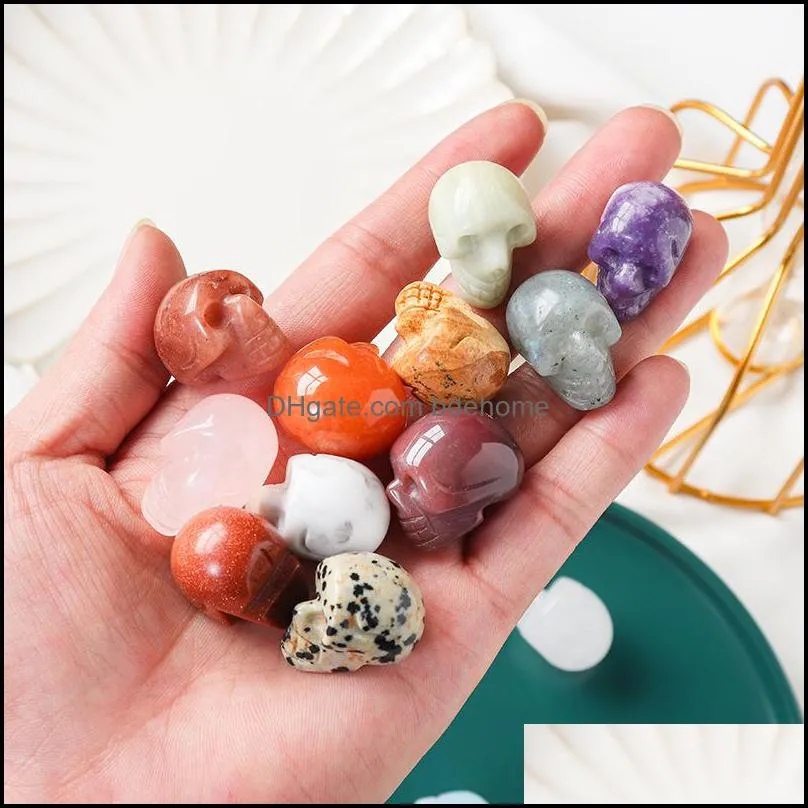 natural crystal stone ornaments skull carved skeleton shape reiki healing quartz mineral tumbled gemstones hand piece home decoration accessories gift