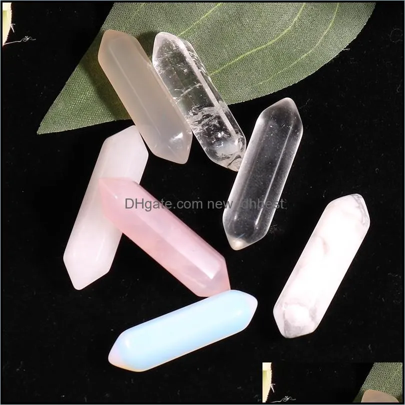 customized hexagonal natural quartz gemstone crystal stone crystals pendant love healing twoheaded gemstones