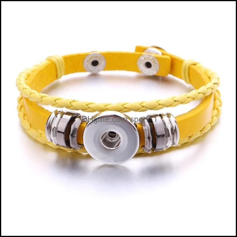 noosa multilayer snap button bracelet diy 18mm ginger snap button braided leather bracelet women men snaps jewelry