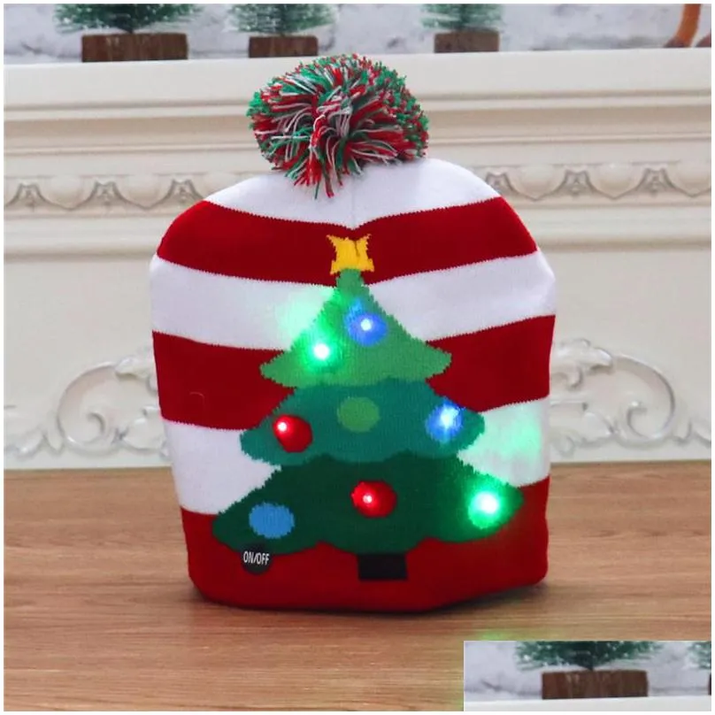 led christmas hat decoration supplies adult children knitted caps colorful glowing highend senior hats halloween valentines day and new year