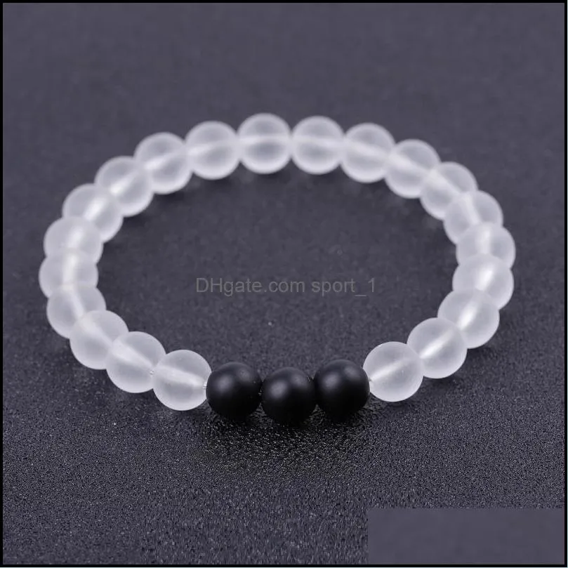 lover matted black white glass beads bracelet men buddha handmade bracelets summer women jewelry gift