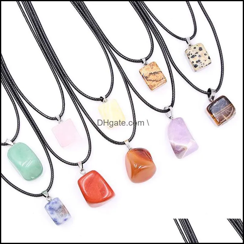 irregular natural stone pendant necklace amethyst lapis rose quartz crystal necklaces healing for women men