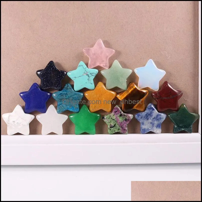 20mm random color mini star statue natural stone carving home decoration crystal polishing gem healing jewelry