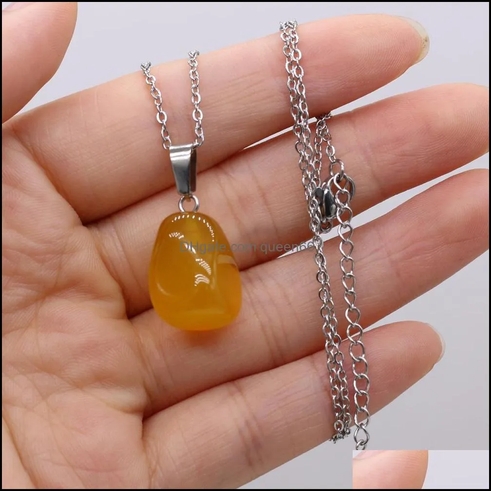 10x2015x25mm geometric chakra reiki healing stripe agate stone pendant necklace crystal link chain collar women jewelry