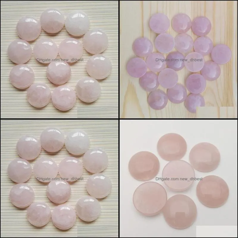 20mm rose quartz natural stone round cabochon loose beads face for reiki healing crystal ornaments necklace ring earrrings jewelry