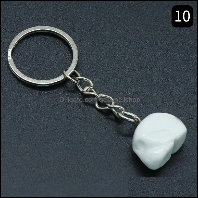 15x19mm natural stone crystal skull key rings keychains silver color healing amethyst crystal car decor keyholder seashellshop