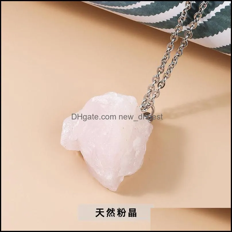 raw gemstone crystal charms pendant necklaces irregular quartz stones wholesale jewelry for women