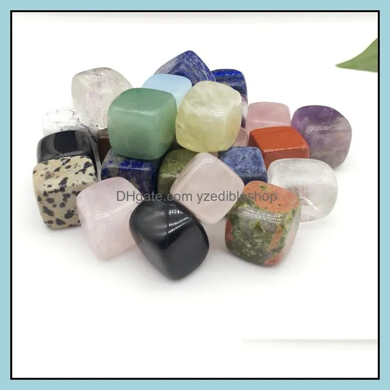 square gravel no hole loose beads seven chakras stones charms healing reiki rose quartz crystal cab for diy making crafts decorate jewelry