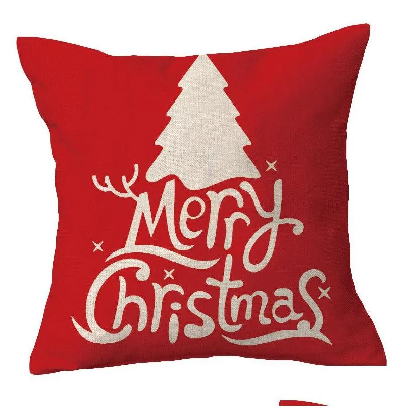 christmas pillowcase pillows linen santa claus elk snowflake english alphabet home pillow