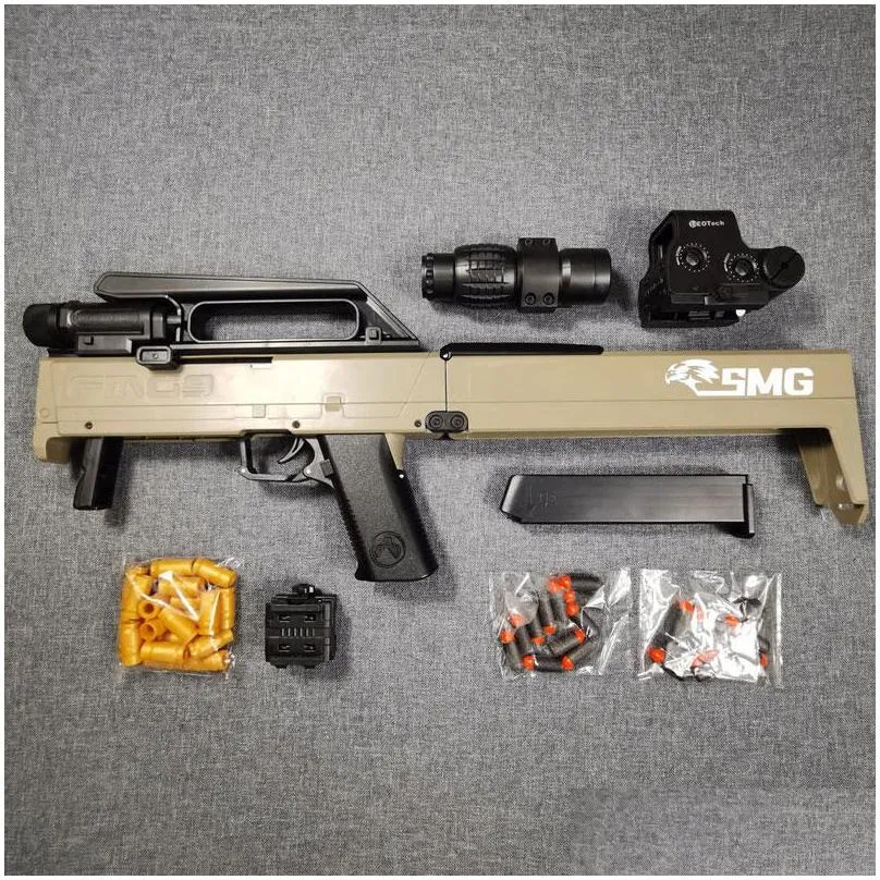 fmg 9 folding submachine gun toy soft bullet blaster foam dart manual shooting launcher for adults boys outdoor games