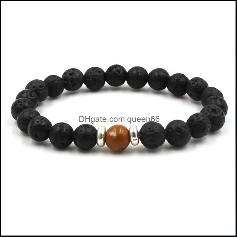 natural black lava stone strand tigers eye turquoise beads chakra bracelets  oil diffuser bracelet volcanic rock beaded