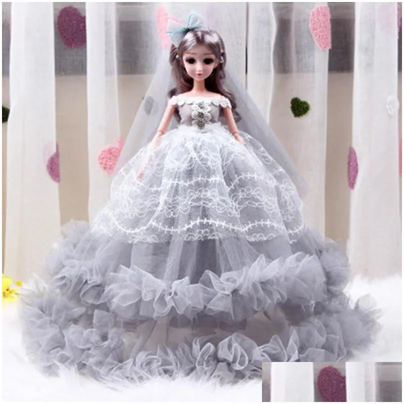 45cm one piece fashion design princess doll wedding dress noble party gown for  dolls girl gift 10 colors