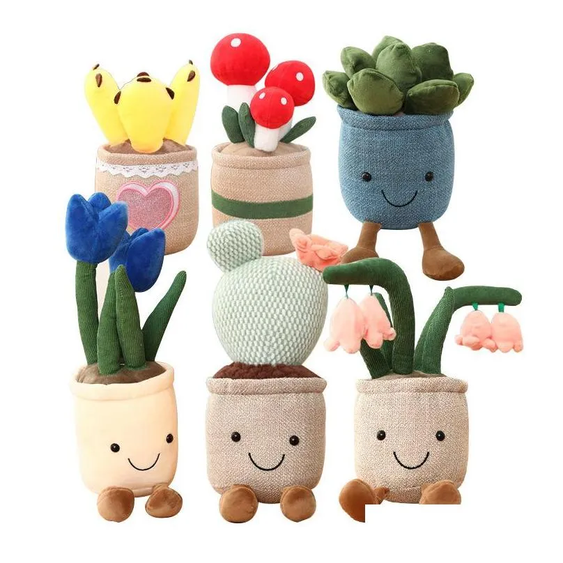 2530cm lifelike tulip succulent plants plush stuffed toys soft bookshelf decor doll creative potted flowers pillow for girls kids