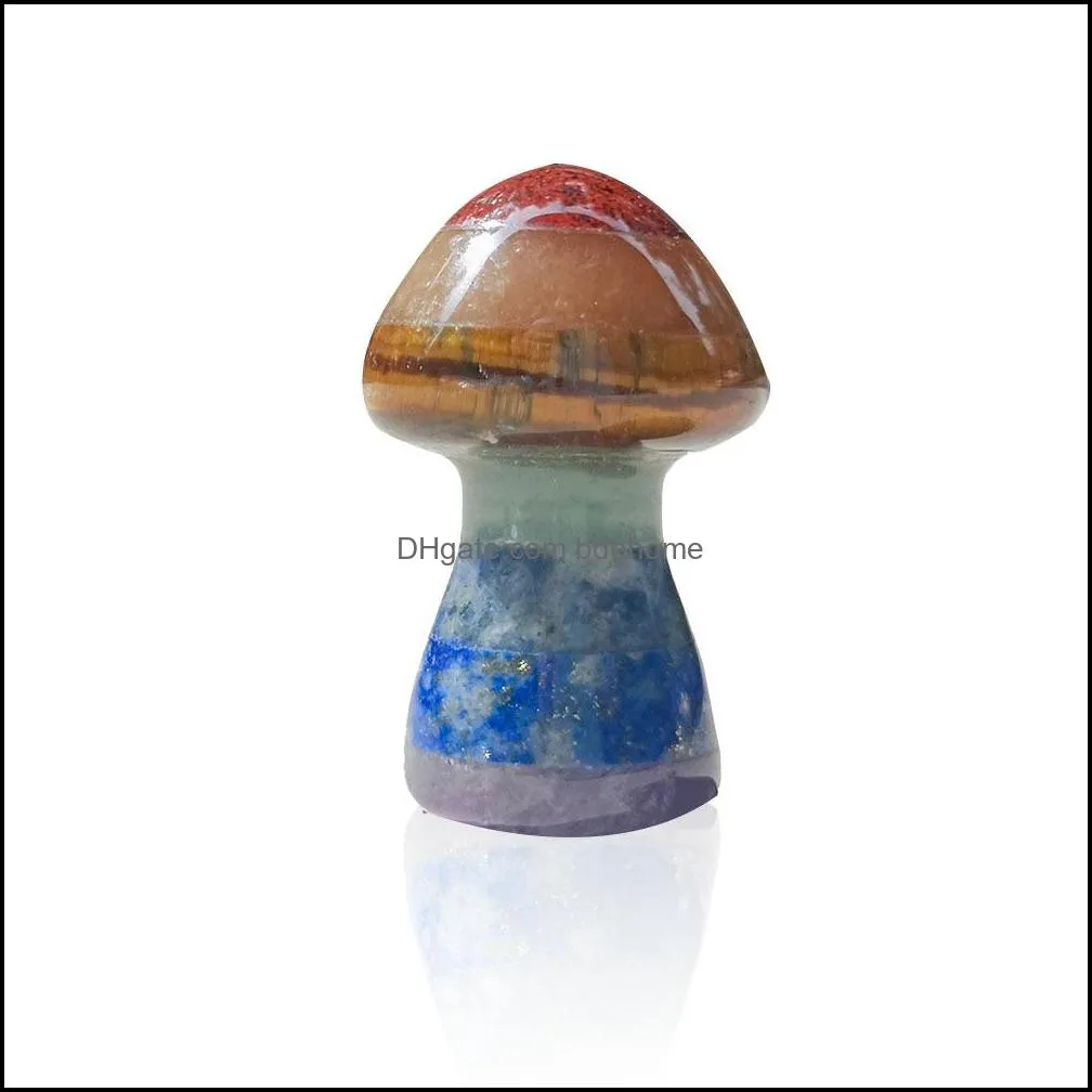 36x22mm 7 chakra reiki natural crystal stone mushroom polishing rose quartz yoga energy bead chakra healing decoration