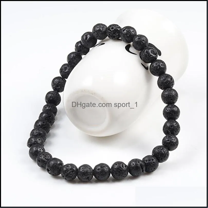 6mm 8mm 10mm natural volcanic stone beads strand bracelets black lava men bracelet aromatherapy essential oil diffuser bangle for