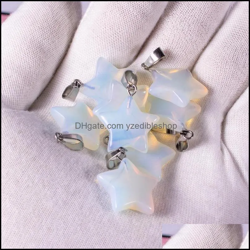 natural stone fivepointed star pendant charms fashion jewelry necklace earrings making findings wholesale