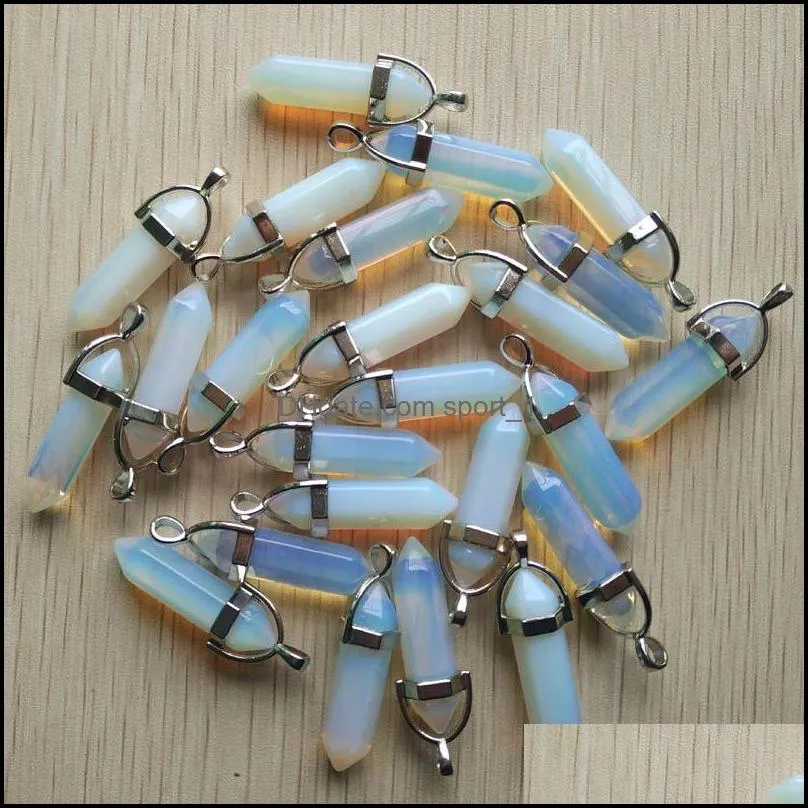 assorted natural stone pillar charms chakra hexagonal prism healing reiki point pendants for necklace jewelry making