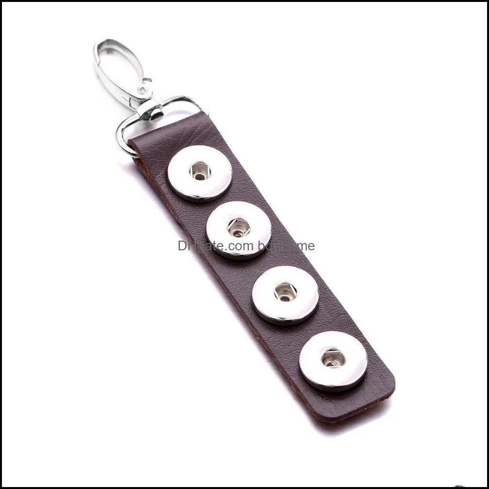 rectangle pu leather keychain jewelry 18mm snap buttons key pendant chain car bag snaps keyring