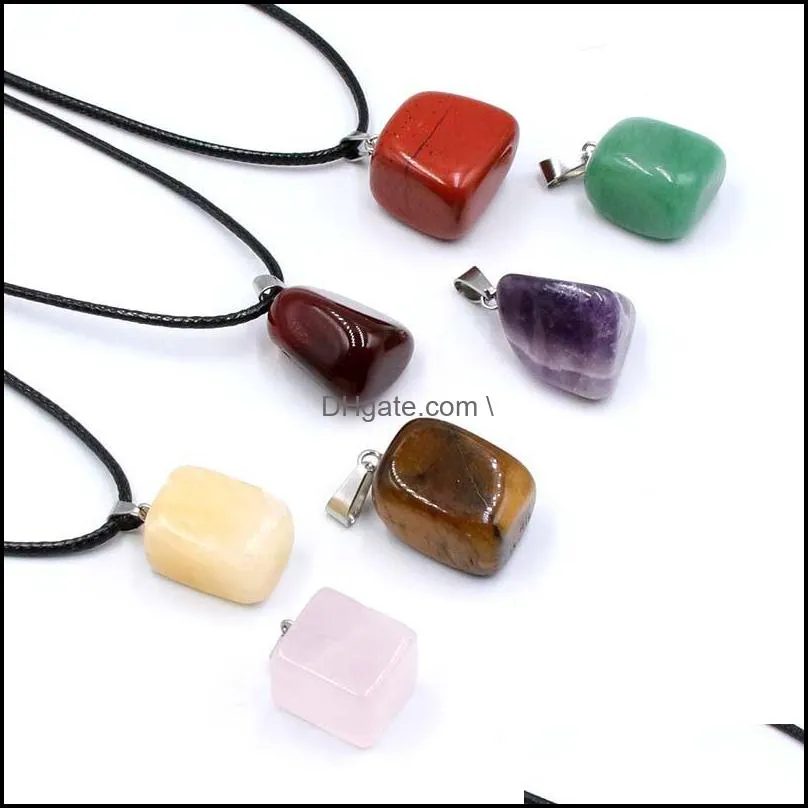 irregular natural stone pendant necklace amethyst lapis rose quartz crystal necklaces healing for women men