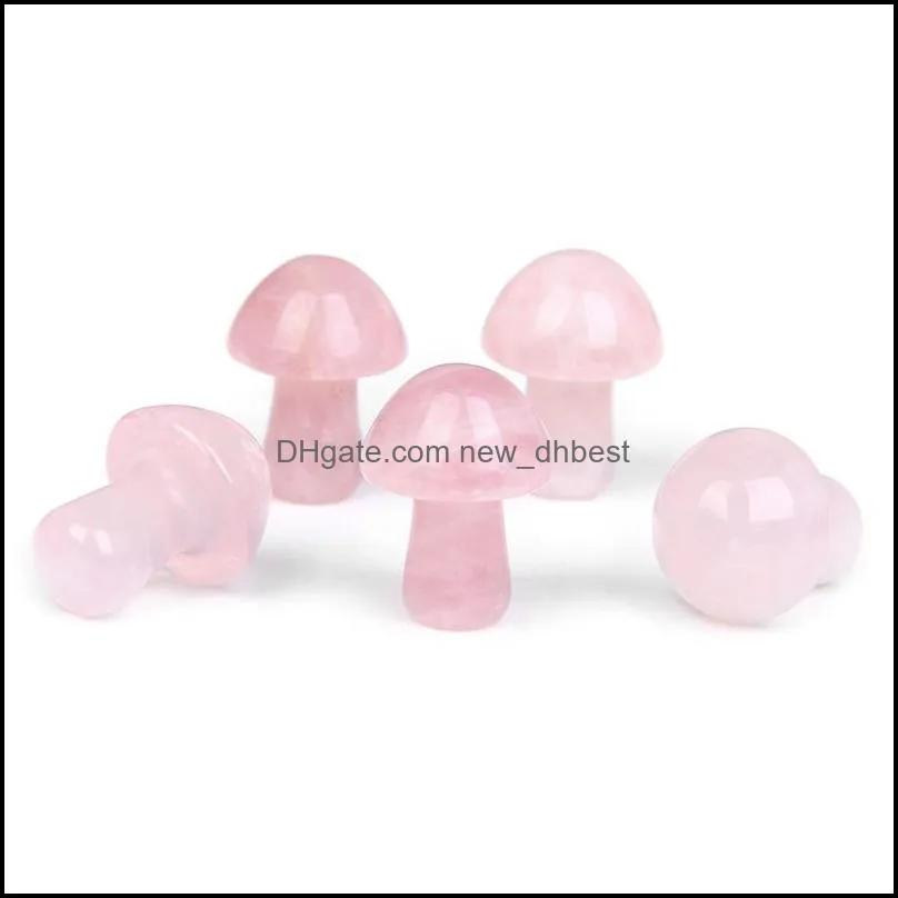 2cm cute rose quartz mini mushroom plant statue natural stone carving home decoration crystal polishing gem