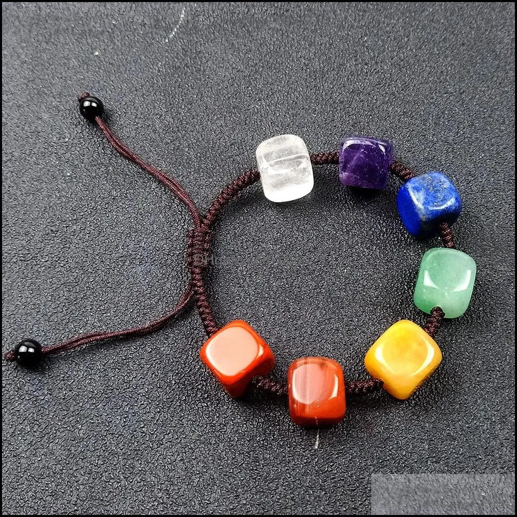 cubic seven chakra healing stone bead charm bracelet women men braided woven energy buddha bracelets jewelry