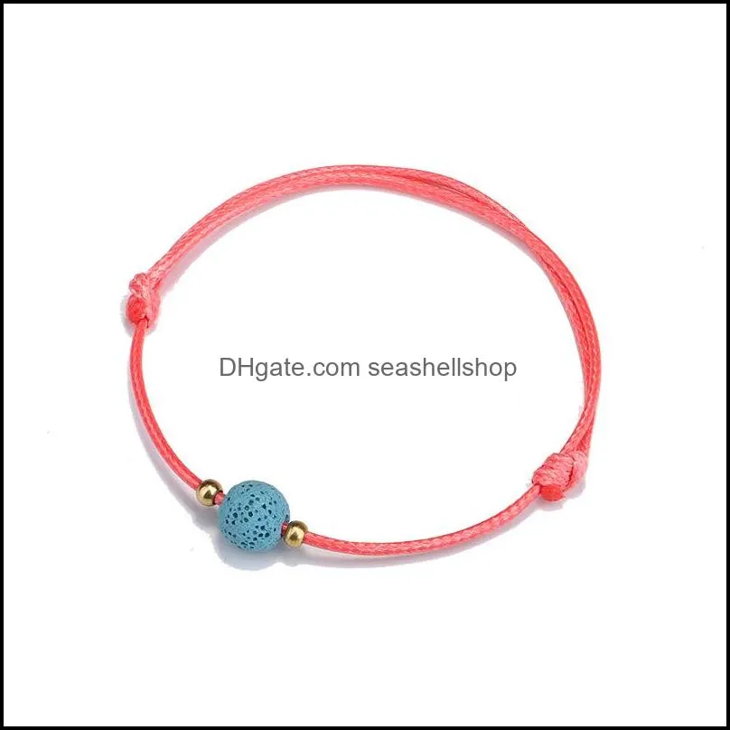 handmade natural stone strand bracelets colorful lava stone beads charm rope wrap bracelet women friends jewelry birthday seashellshop
