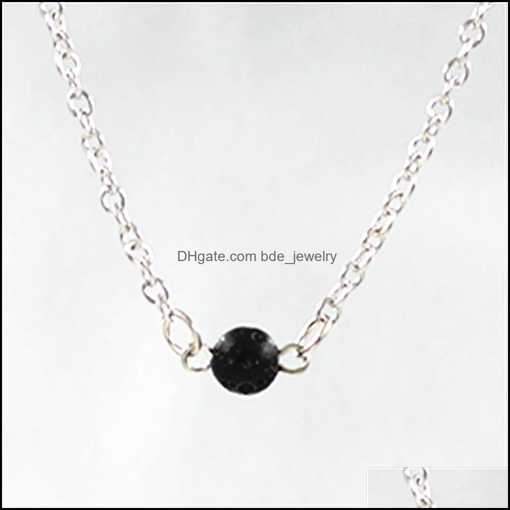 fashion 6mm 8mm 10mm natural lava stone necklace volcanic rock aromatherapy  oil diffuser necklace for women jewelry