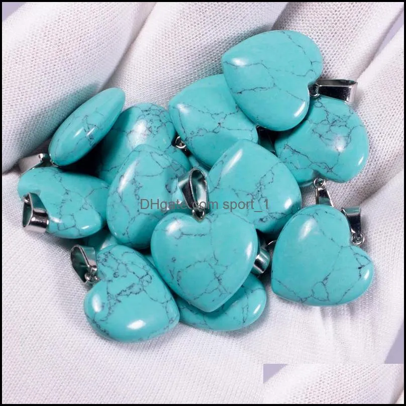 natural stone heart pendant charms fashion jewelry necklace earrings making findings wholesale