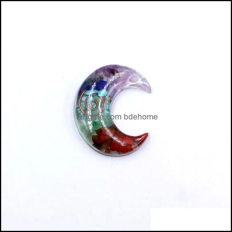 resin chakra stone carving sun moon star shape crystal healing meditation decoration ornaments crafts