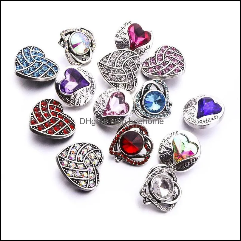 mixed metal heart shape snap button clasps jewelry findings 18mm metal snaps buttons diy earrings necklace bracelet jewelery acc