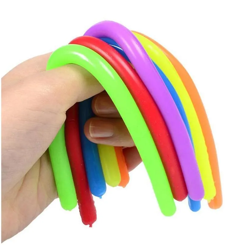 stretchy string decompression toy neon flexible 26x1cm elastic strings rope sensory unzip kids novelty toys
