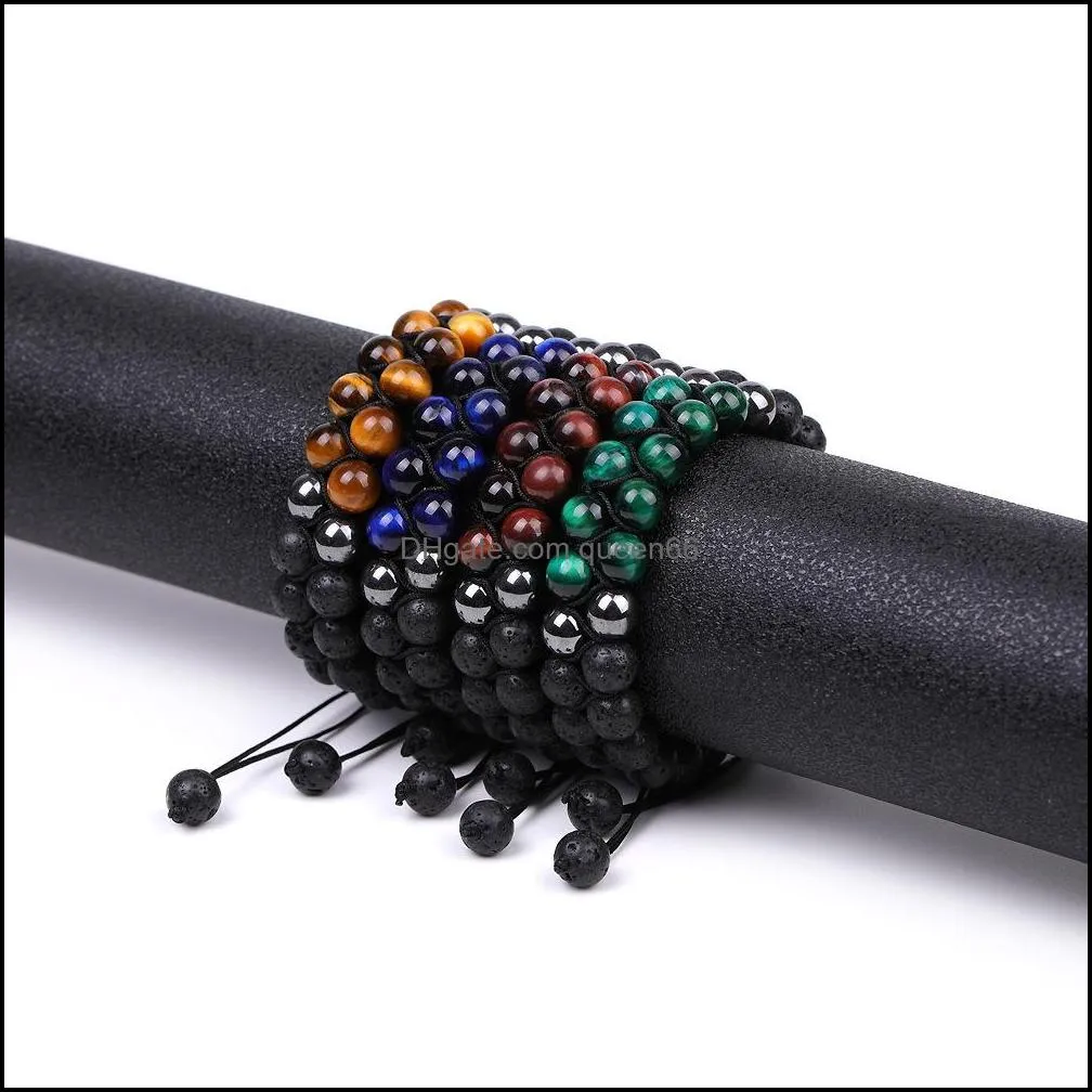 double layers green red tiger eye stone beaded strand braided bracelet female healing energy yoga bracelet for men women jewelry gifts
