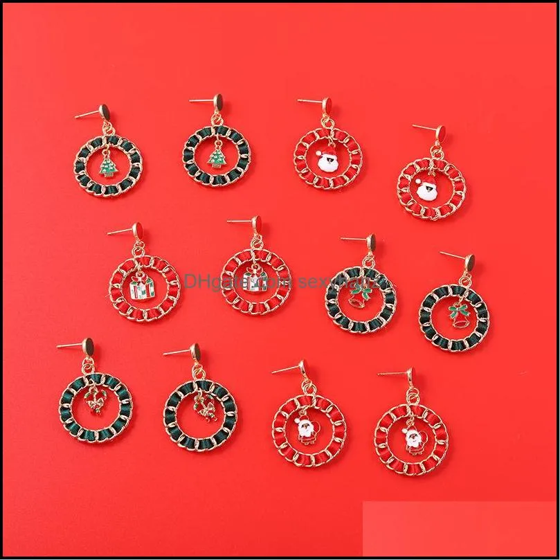 women garland charms santa claus christmas series tree gloves gift snowflake dangled earrings earring hook jewelr sexyhanz