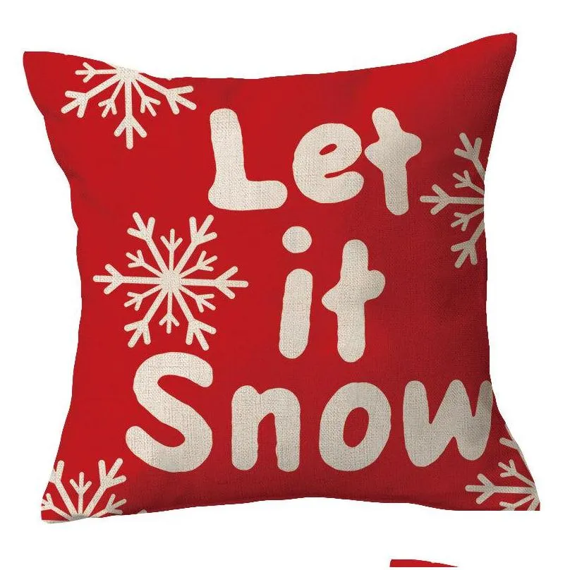 christmas pillowcase pillows linen santa claus elk snowflake english alphabet home pillow