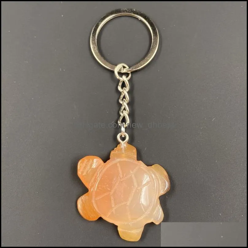 chakra tortoise shape charms natural stone key rings keyring fashion healing reiki keyholder boho jewelry car keychain for women