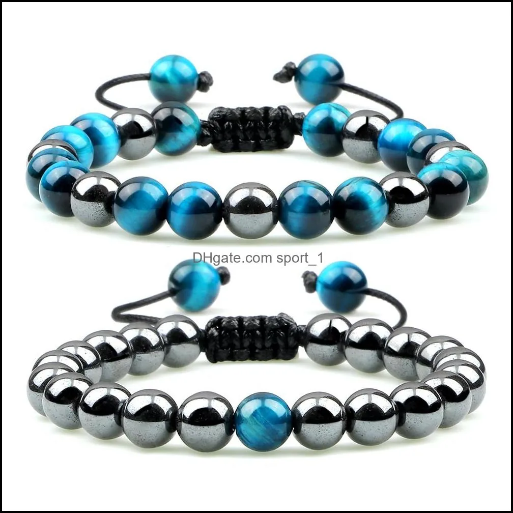 hematite tiger eye stone beads bracelets handmade adjustable men health protection energy stones couple distance bangles jewelry