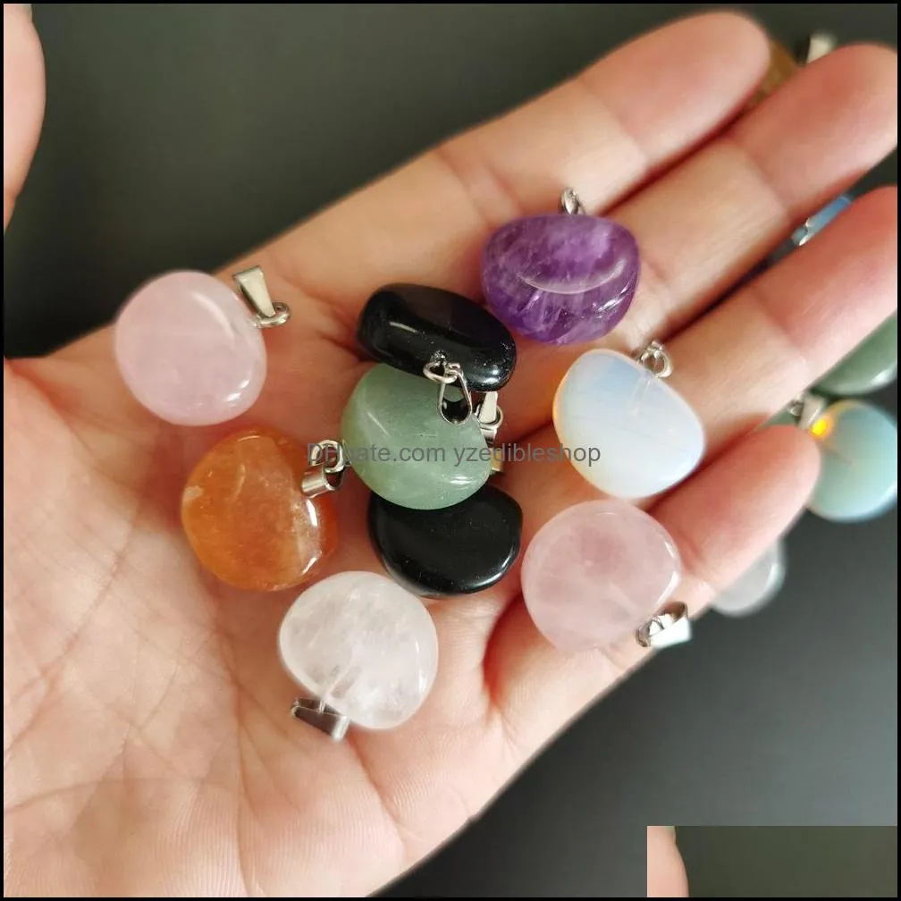 fan shape seven chakras stones charms pendant healing reiki rose quartz crystal for diy making crafts necklace jewelry accessories