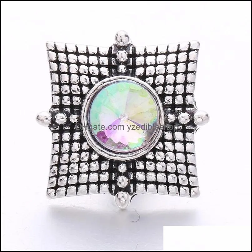 colorful cross shape silver color snap button charms women jewelry findings bright rhinestone 18mm metal snaps buttons diy bracelet