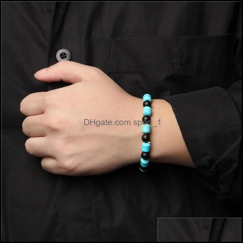 tube turquoises stone beads blue charm bracelet for women men lucky energy jewelry gifts