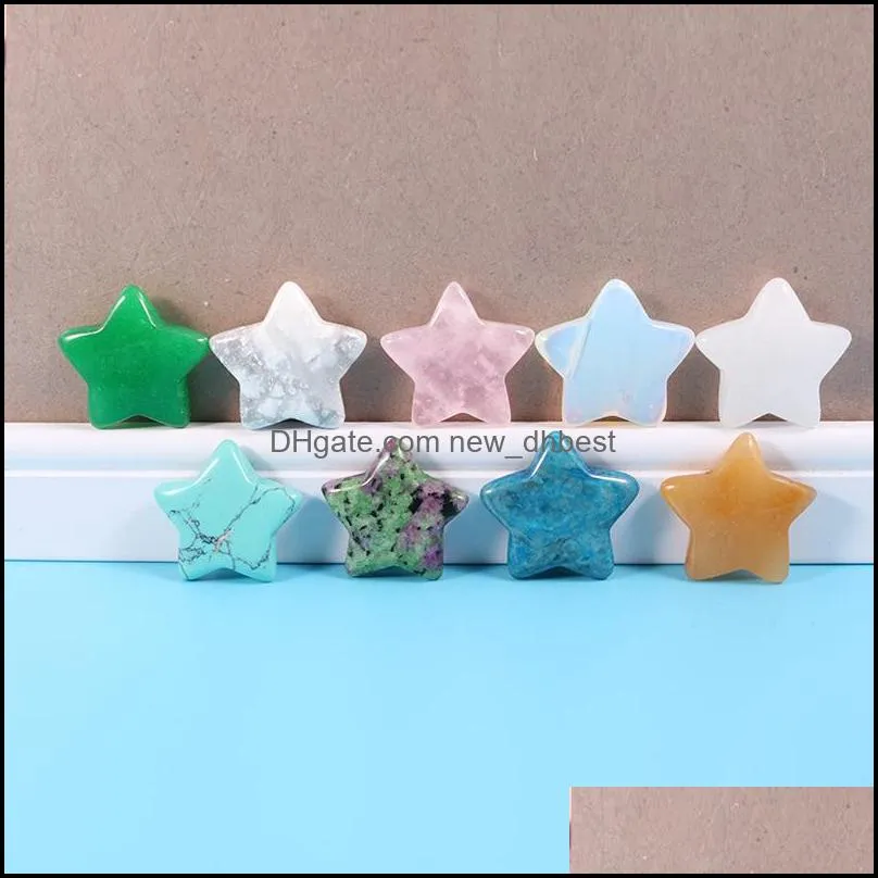 20mm random color mini star statue natural stone carving home decoration crystal polishing gem healing jewelry