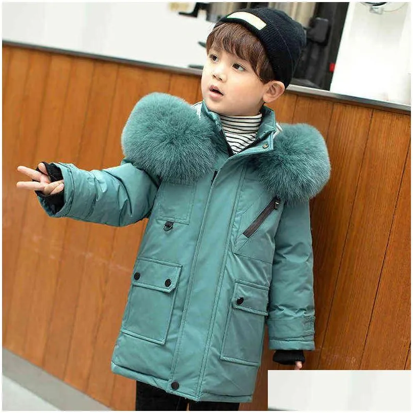 children winter hooded coat thick warm 80 white duck down jacket boy clothes kids parka clothing outerwear snowsuit 212yrs 220107