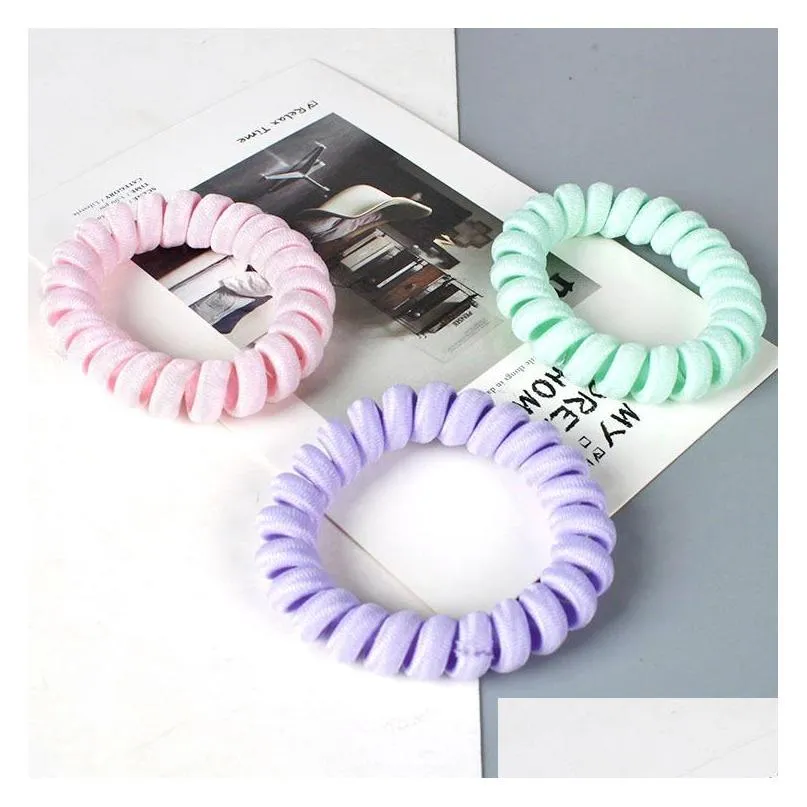 high elasticity telephone coil hairband hair bows 7 colors girl spiral hairties hair rings rope hair accessories gum scrunchy jy765