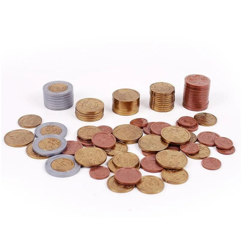 play money coins set of 80 plastic euro coins new maths school learning resource 1 2 5 10 20 50 cent 1 2